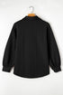 Cable Texture Button Front Puff Sleeve Shacket